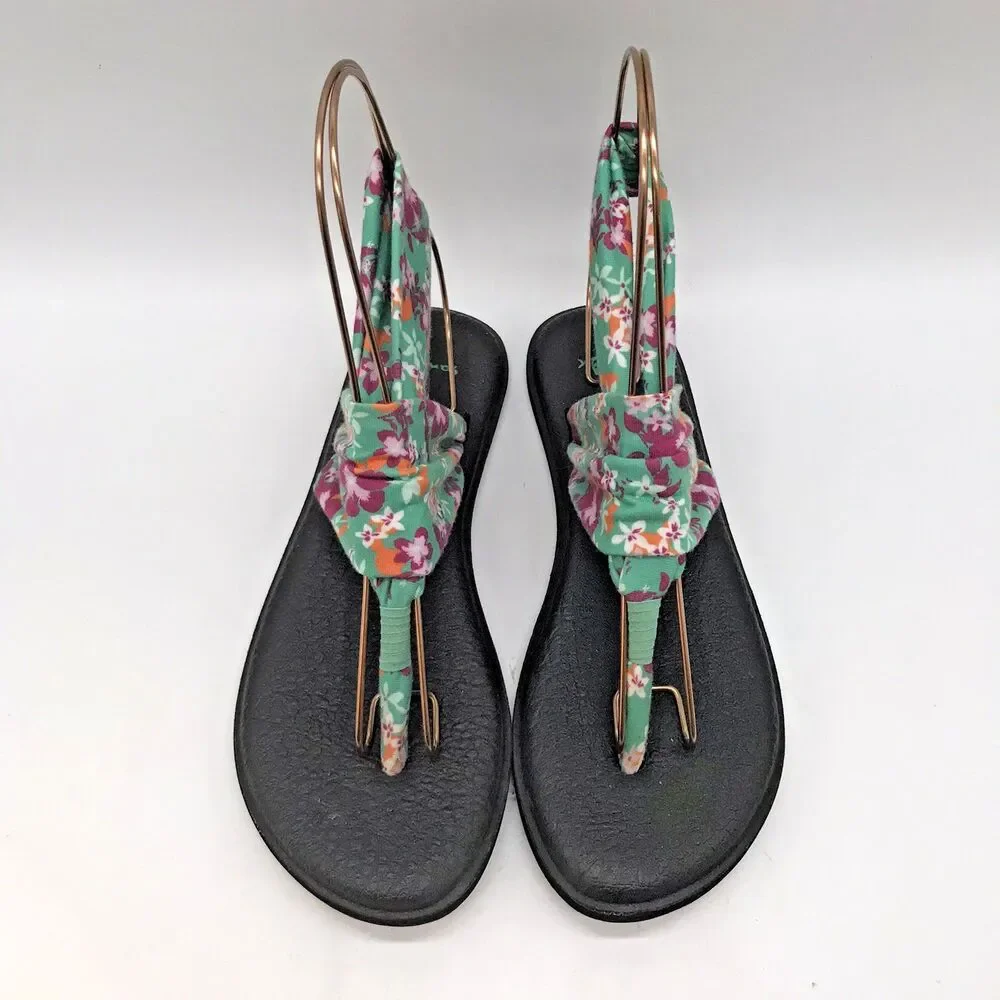 Sanuk Yoga Sling 2 Sandals Women's 8 Multicolor Toe-Post Comfort Flats 1015891